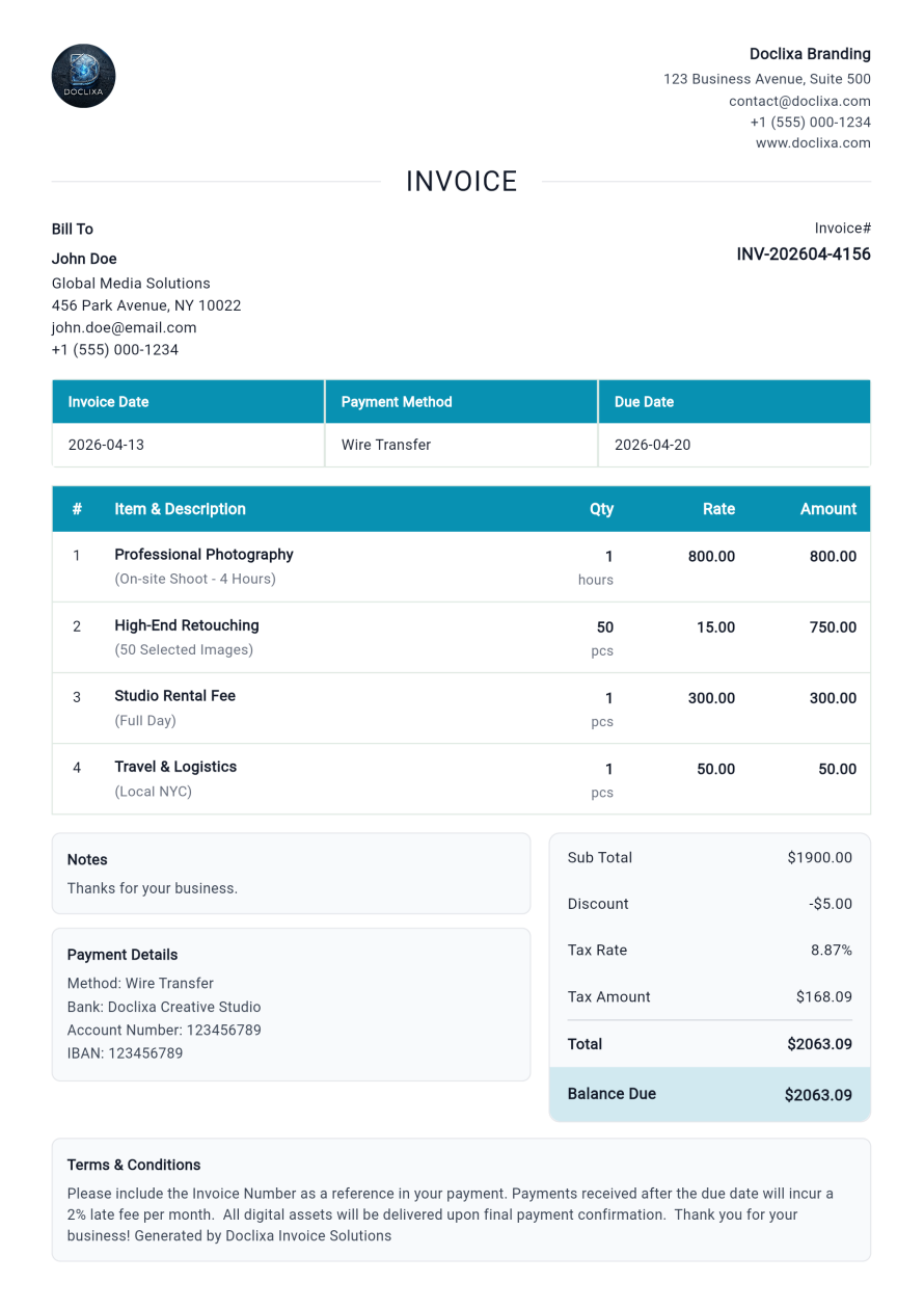 Invoice template 1 preview
