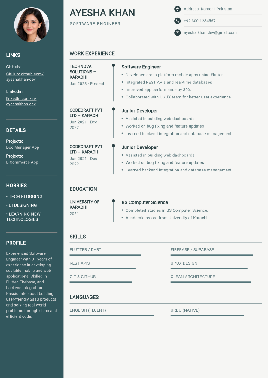 Resume template 2 preview