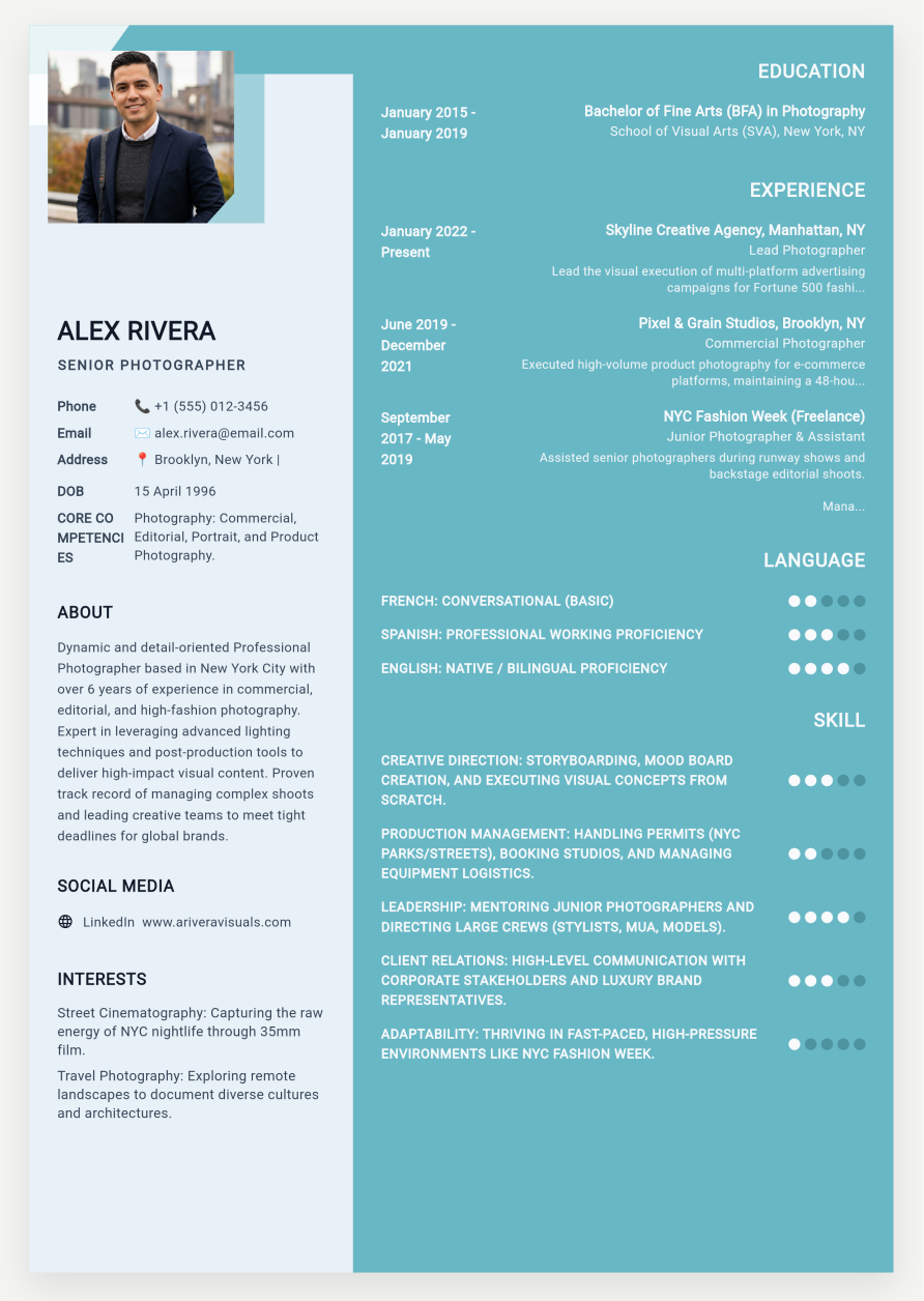 Resume template 5 preview